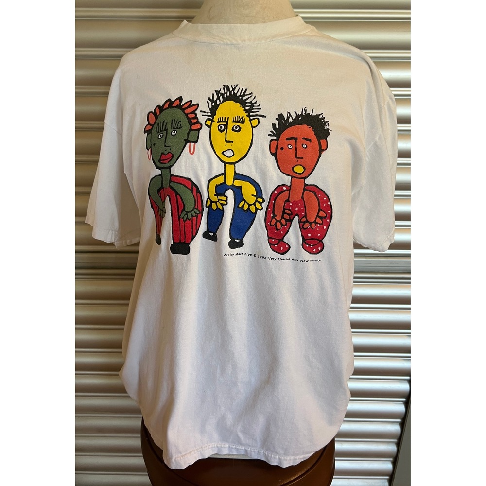 Vintage 1996 Marc Frye Art T-Shirt Hanes Beefy-T Very Special Arts NM White L